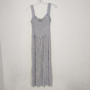 Blue and White Striped Maxi Dress Size Large Summer Casual Breezy